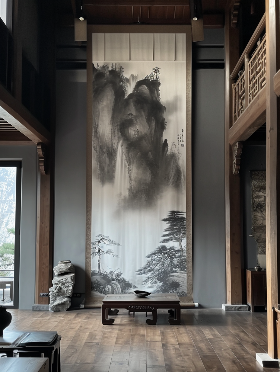 Chinese painting museum wall image