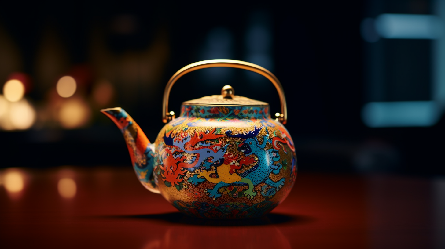 Intricate Chinese pattern on teapot