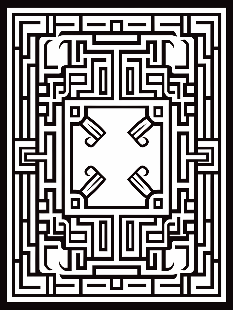 Chinese rectangle design in black and white