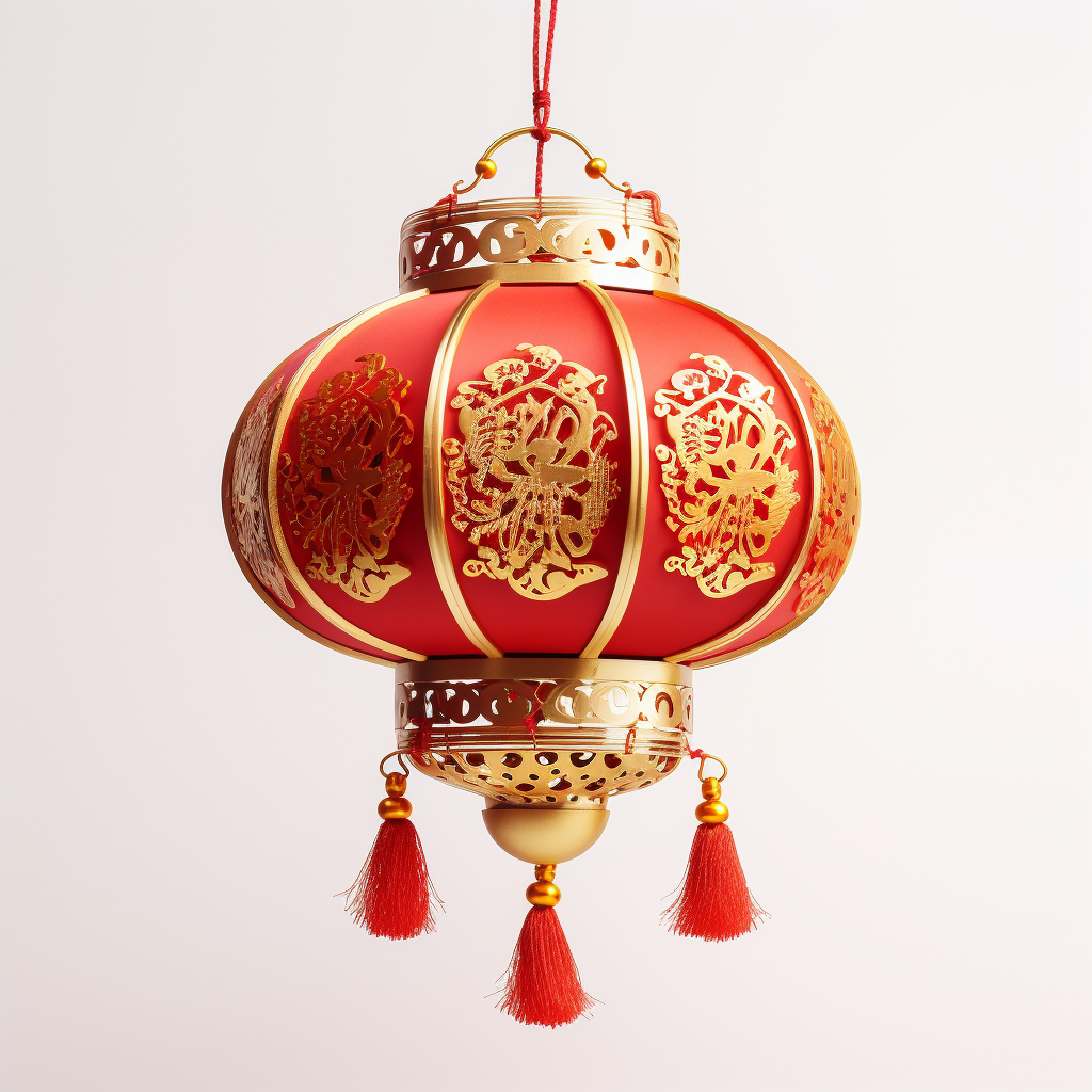 Traditional Chinese Lantern with Gold Designs    (6 words)