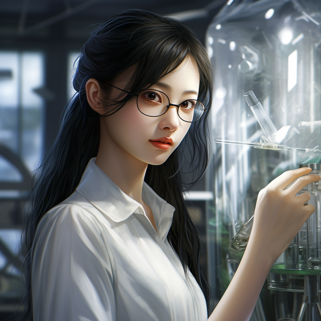 Young girl holding scientific glass lens