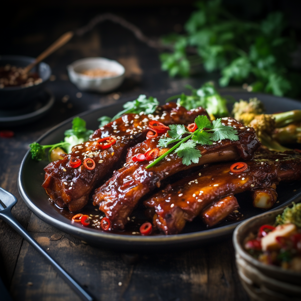 Chinese spare ribs close-up