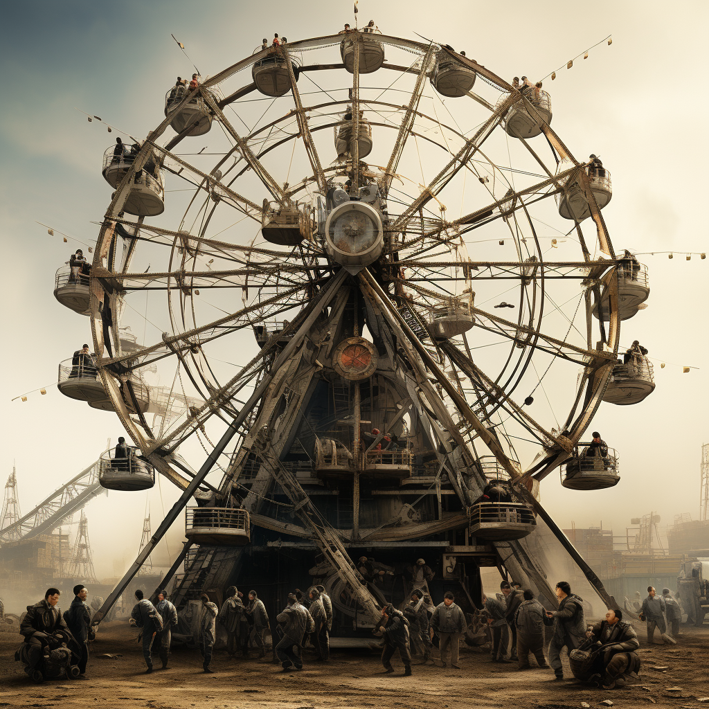 Chinese tactical Ferris wheel with soldiers and weapons