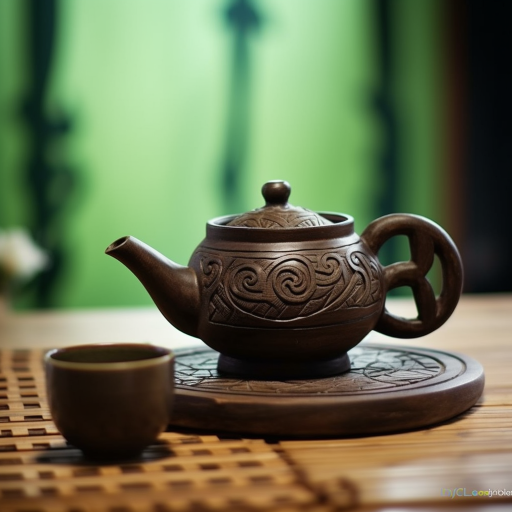 Chinese tea pot Yaozhou kiln infinity carving