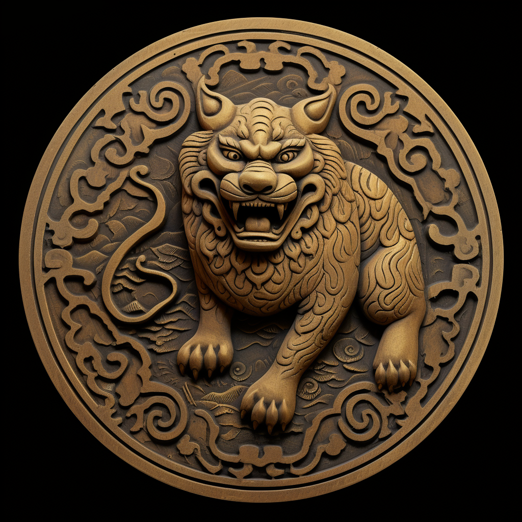 Chinese tiger iconography circle symbol