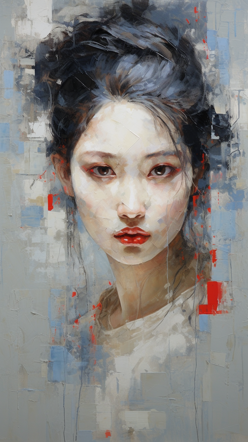 Beautiful Chinese woman painting artwork