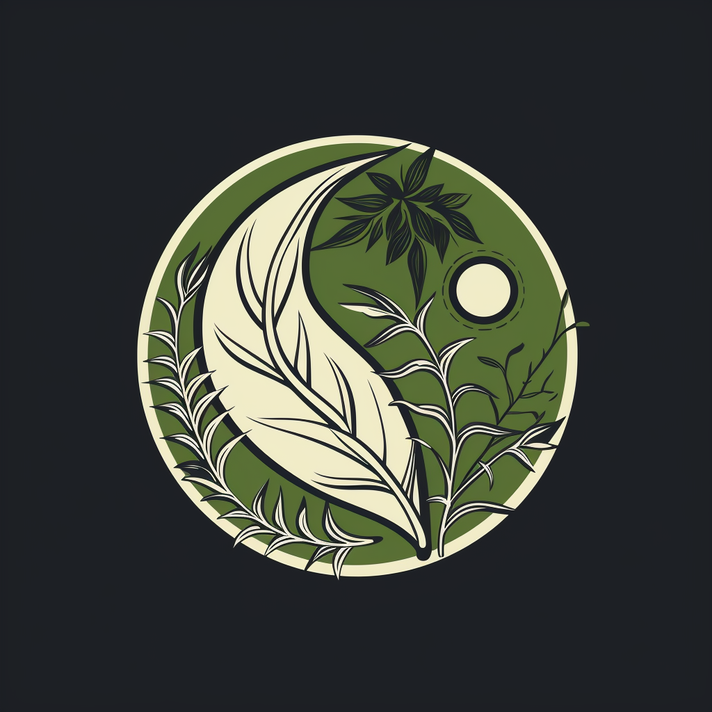 Yin Yang symbol made with cannabis leaves