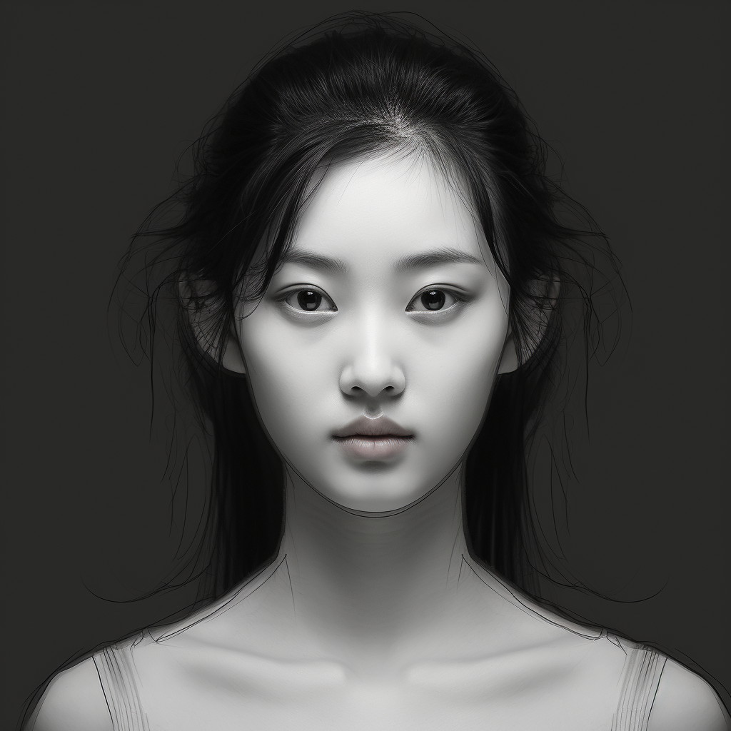 Chinese girl with facial outline breakdown