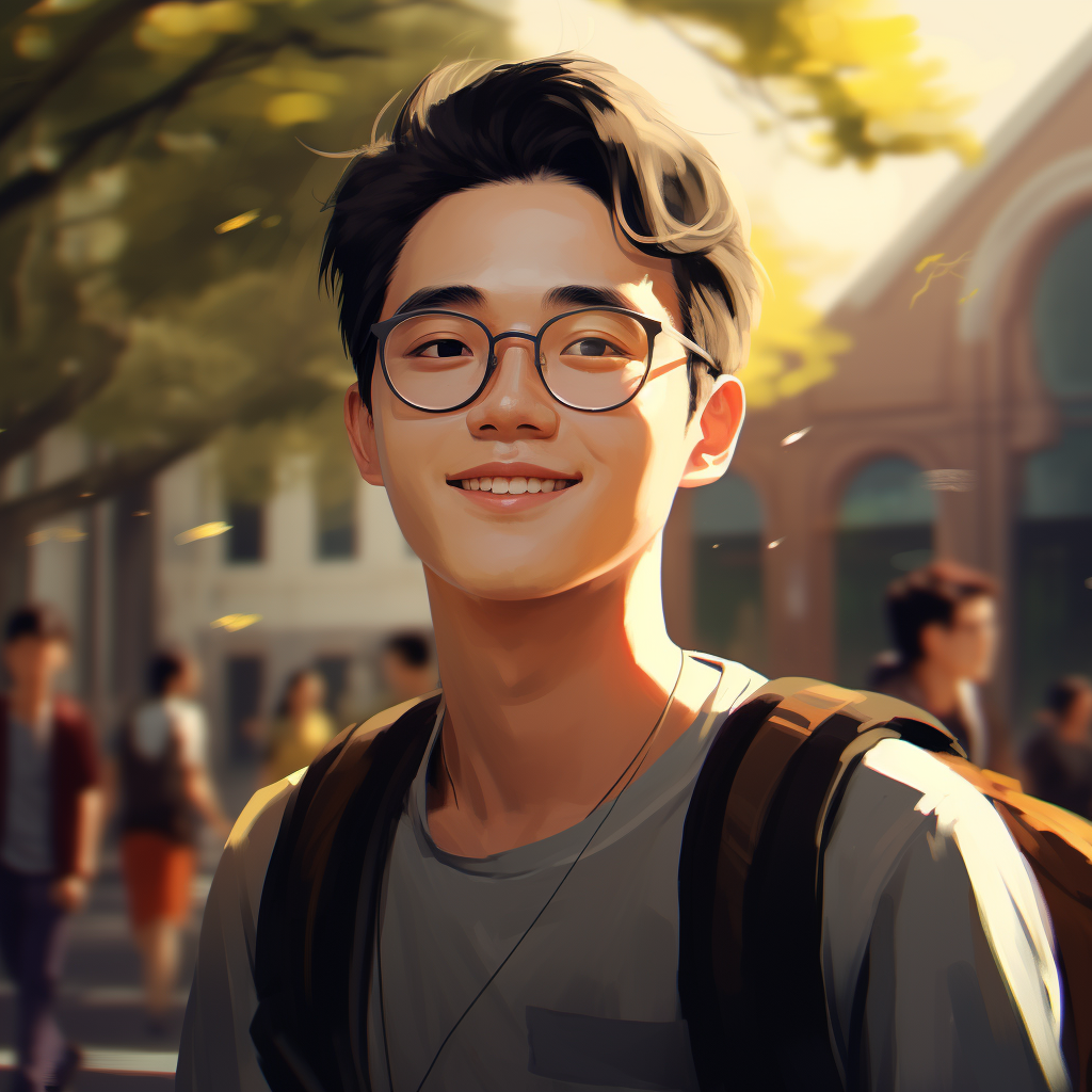 Smiling Chinese Young Man on Campus