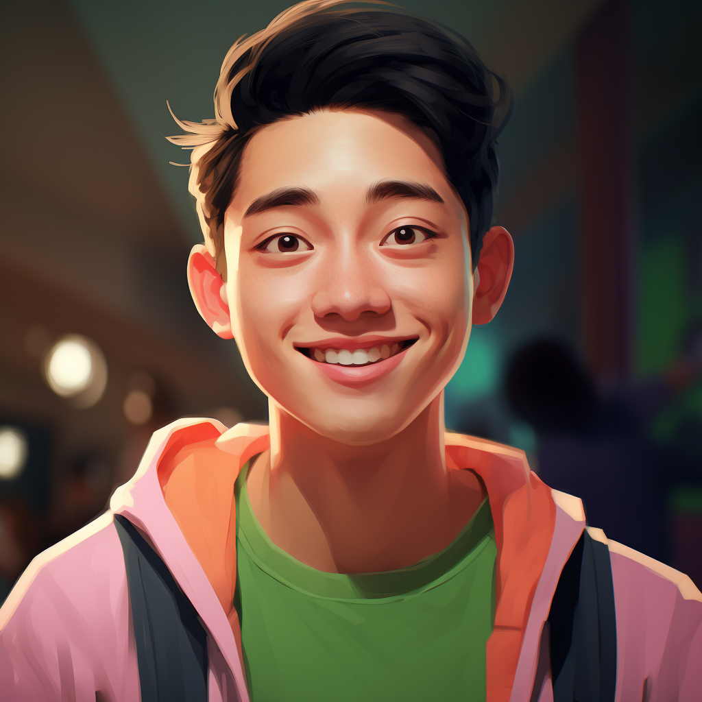 Smiling Chinese Man in Pixar Style