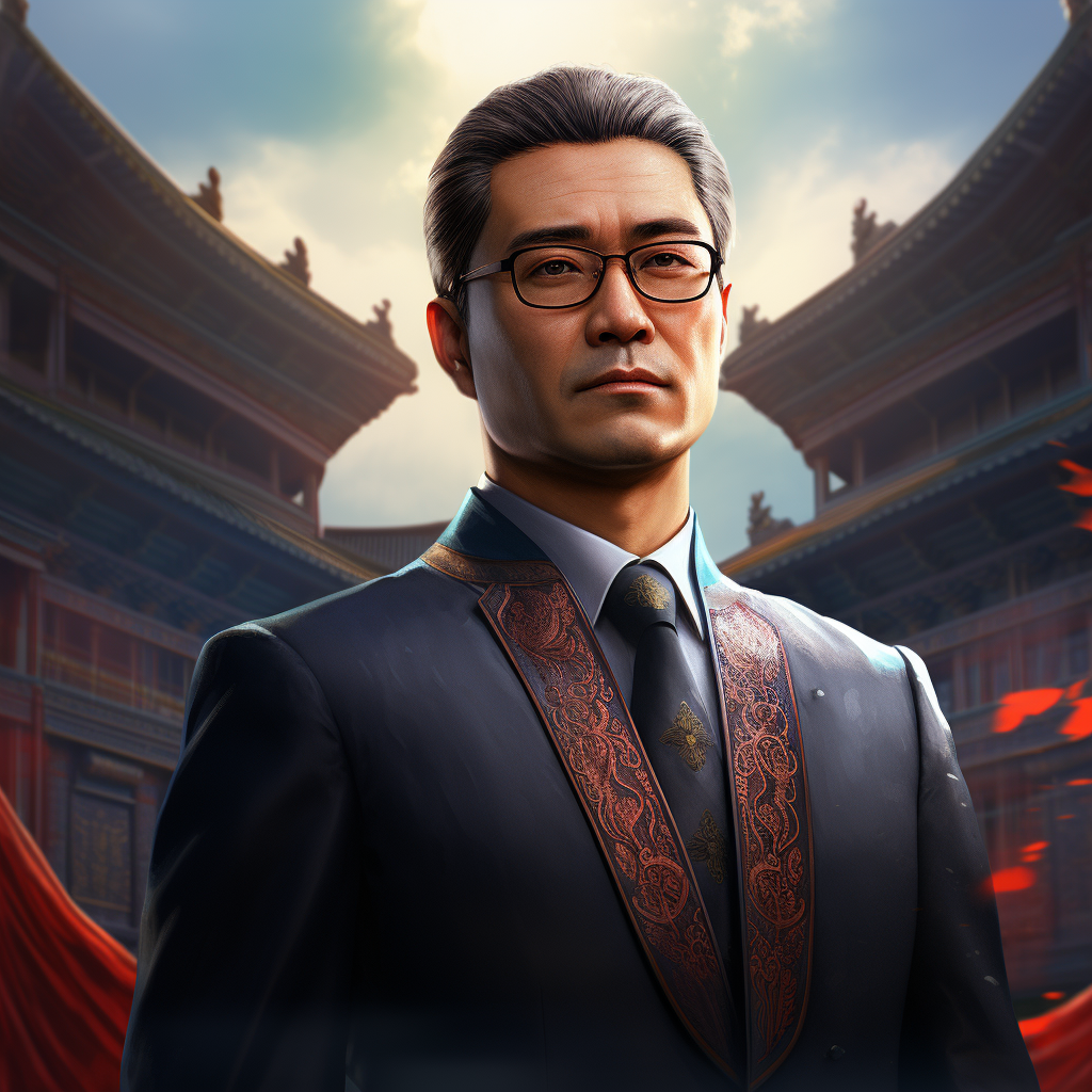 Digital Art of Chinese Hero with Glasses