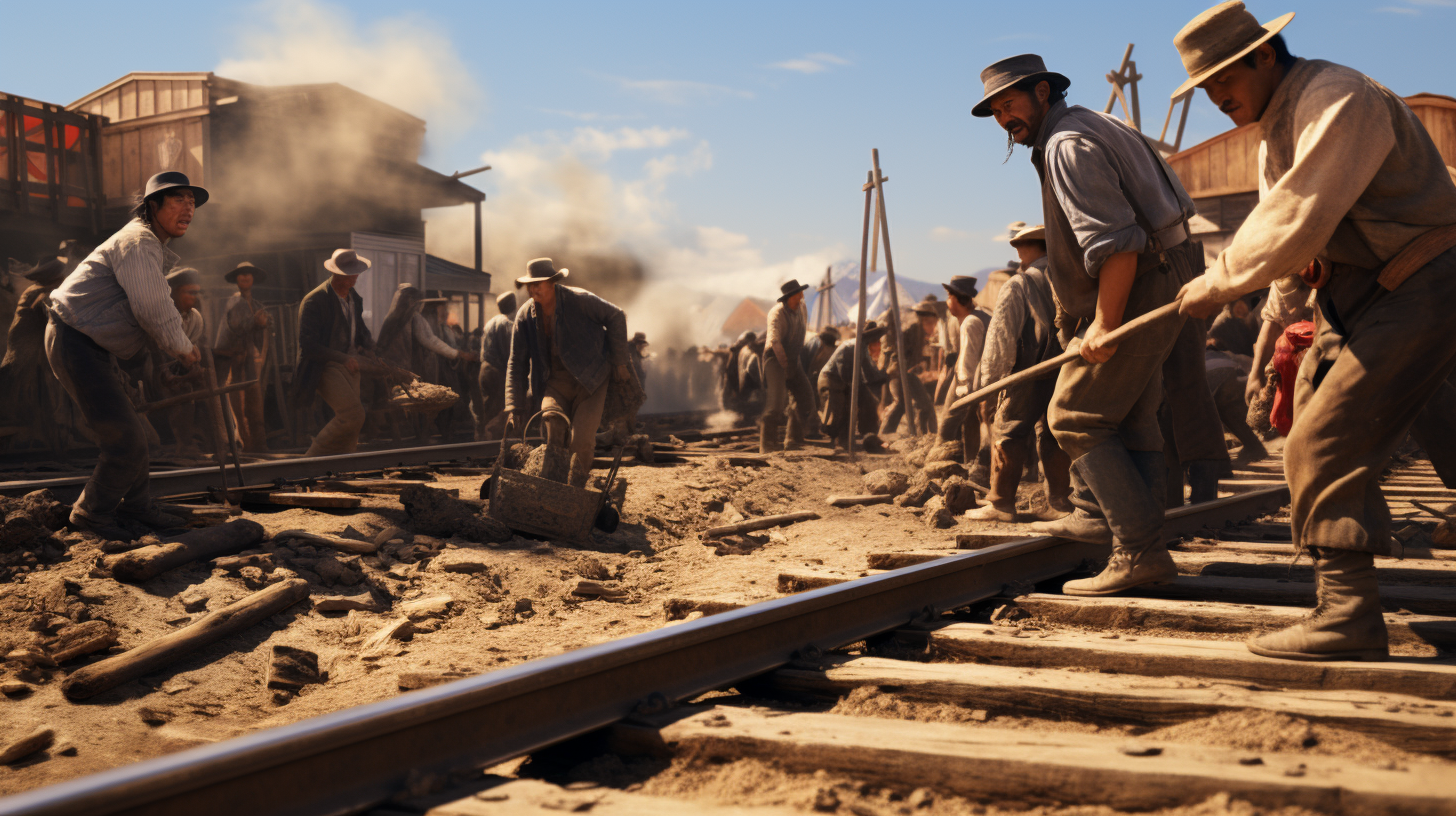 Chinese immigrants working on Transcontinental Railroad