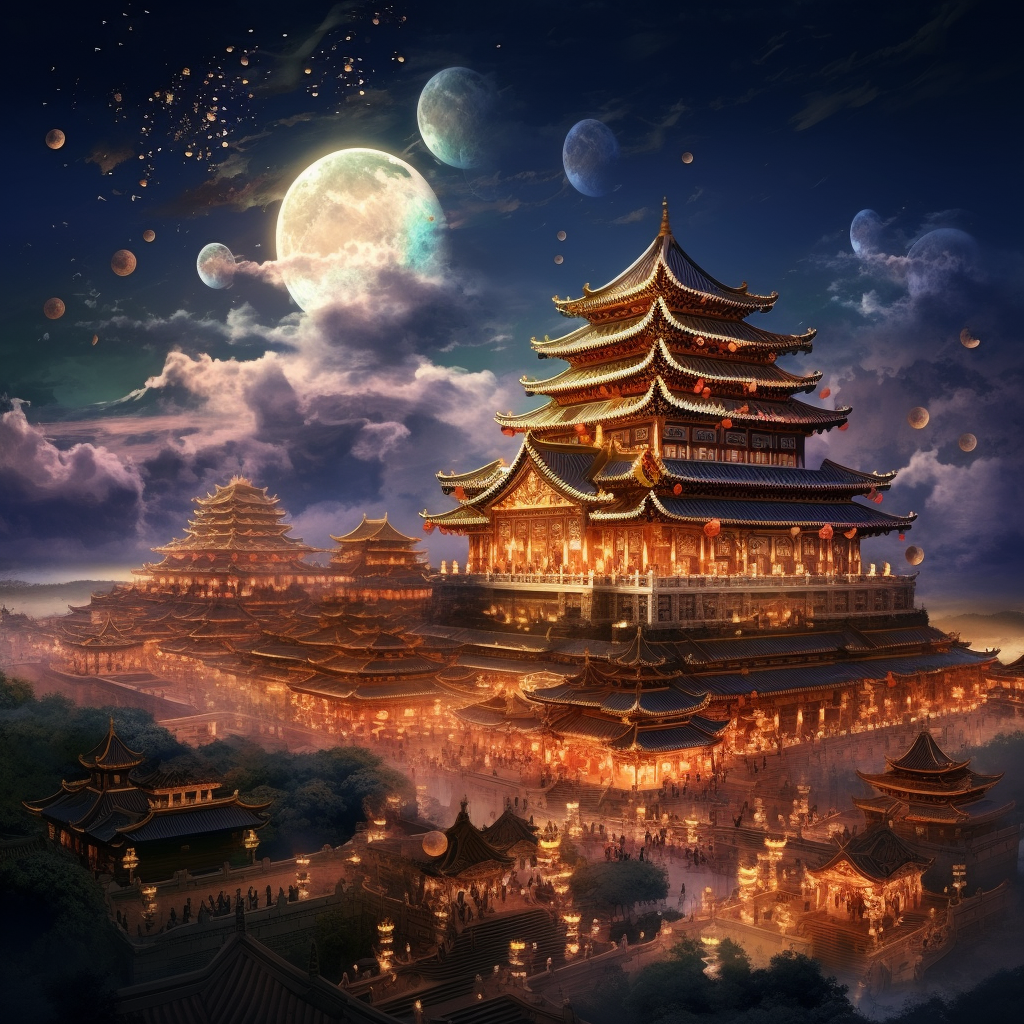 Chinese night festival, beautiful palace image