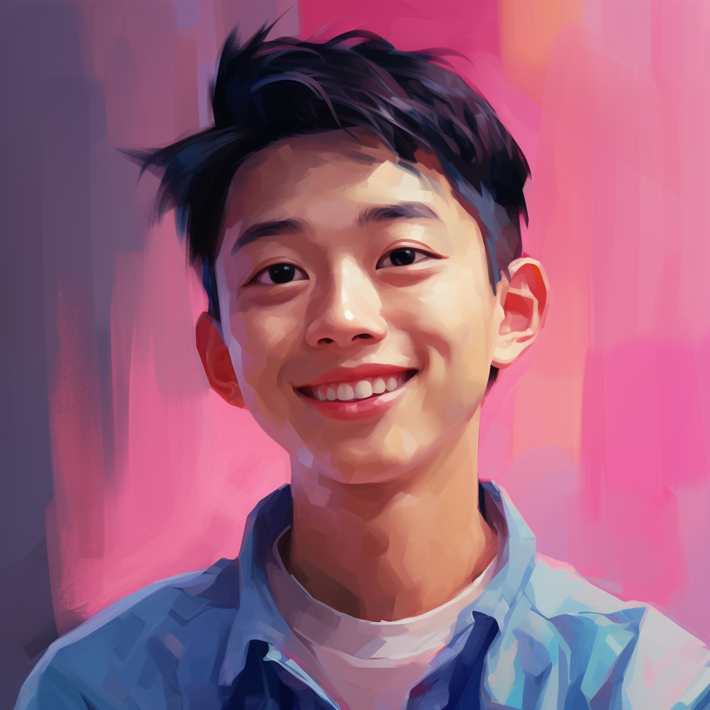 Smiling Chinese Young Man in Pixar Style