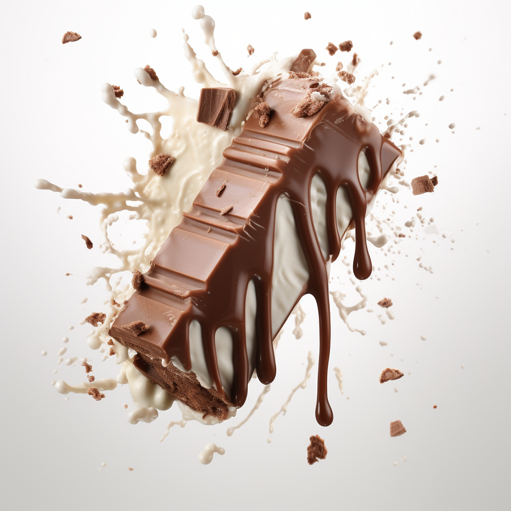 Creamy Chocolat Bar Exploding on White Background