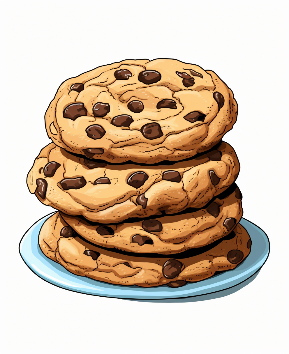 Simple chocolate chip cookies coloring page