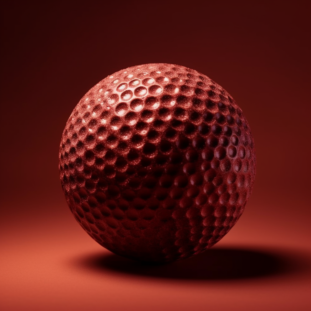 Super realistic chocolate golf ball on red background