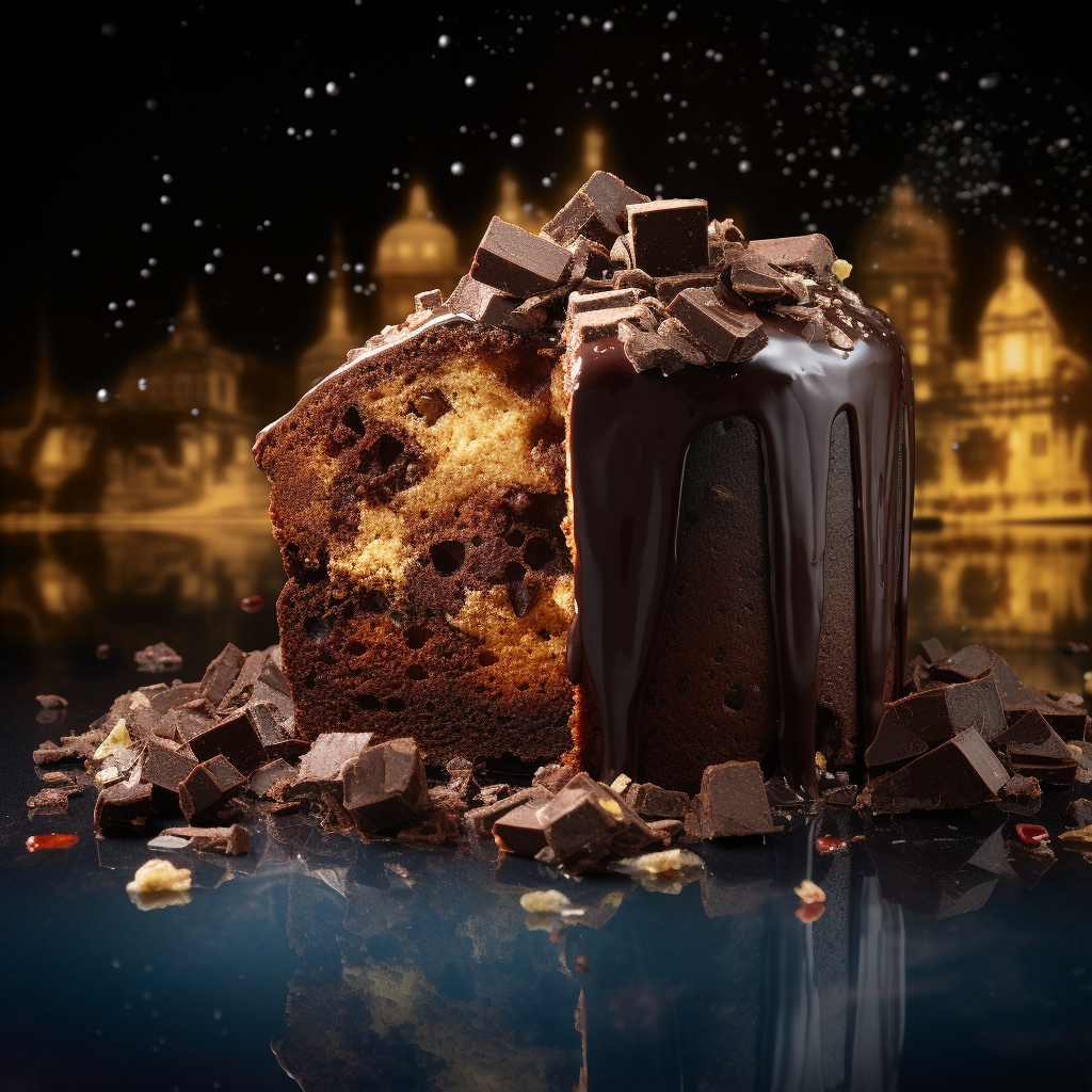 Slice of Chocolate Panettone with River of Chocolate