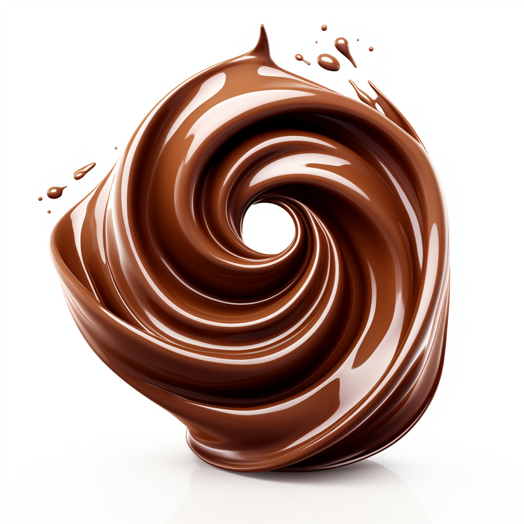 Glossy chocolate spiral isolated on white.