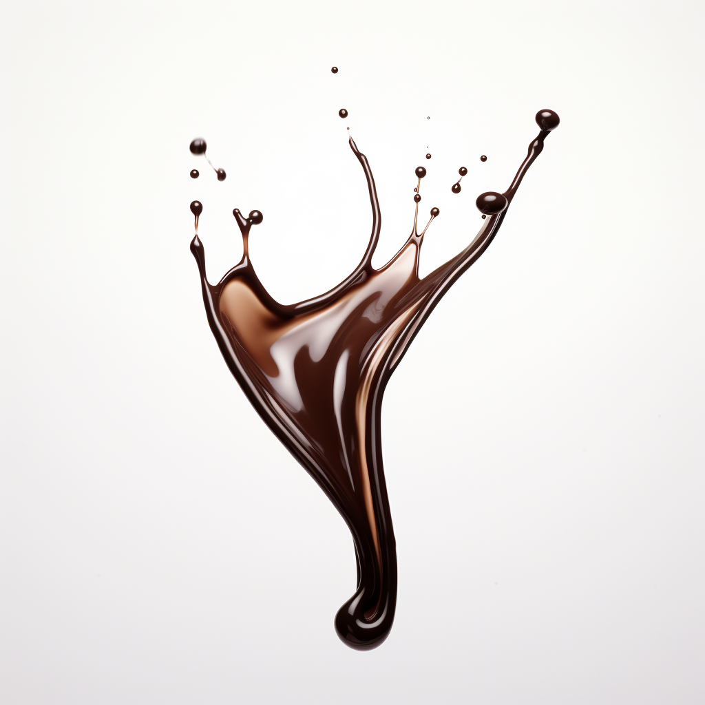 Chocolate Syrup Falling on White Background