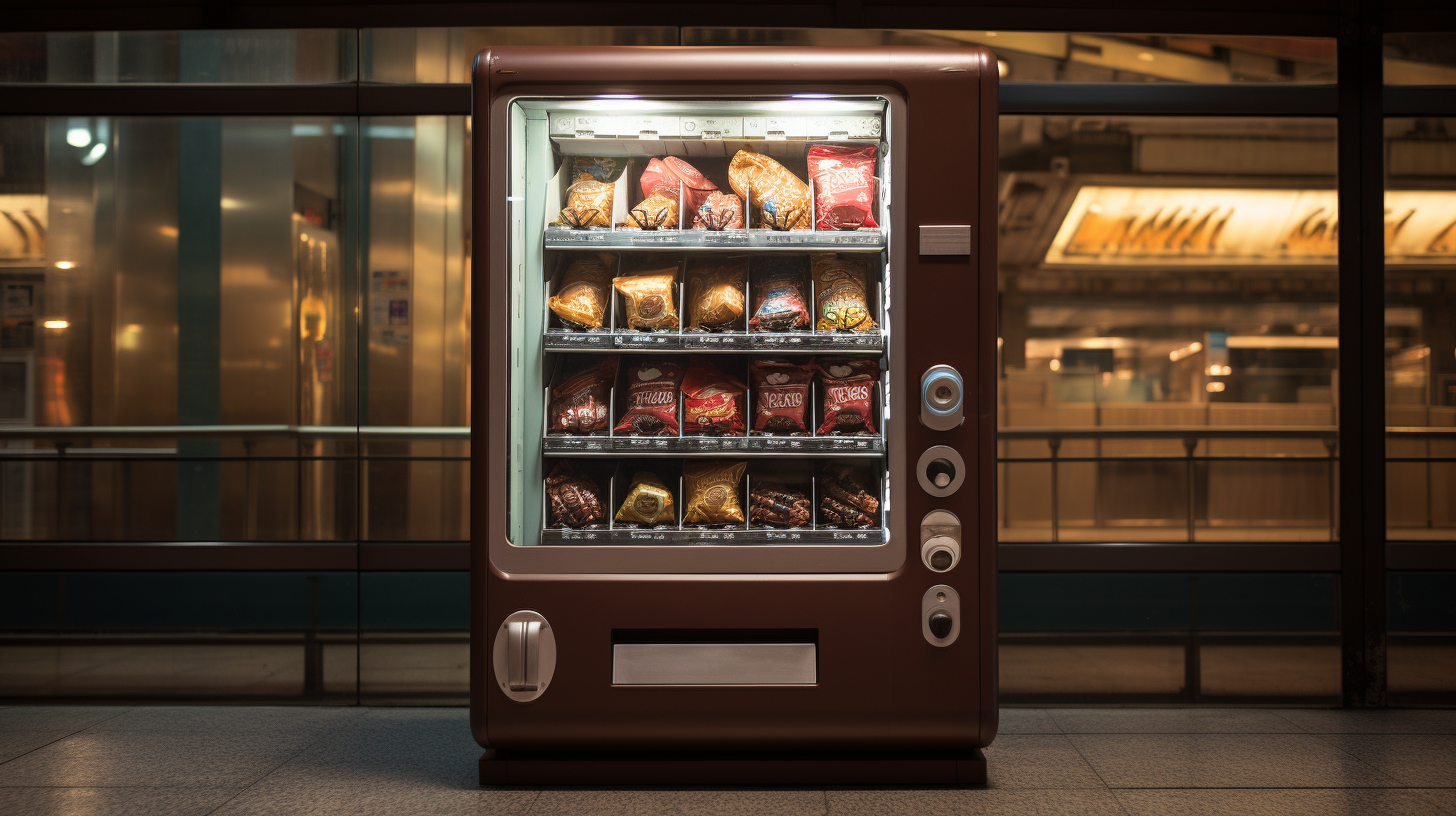 Front view of chocolate vending machine