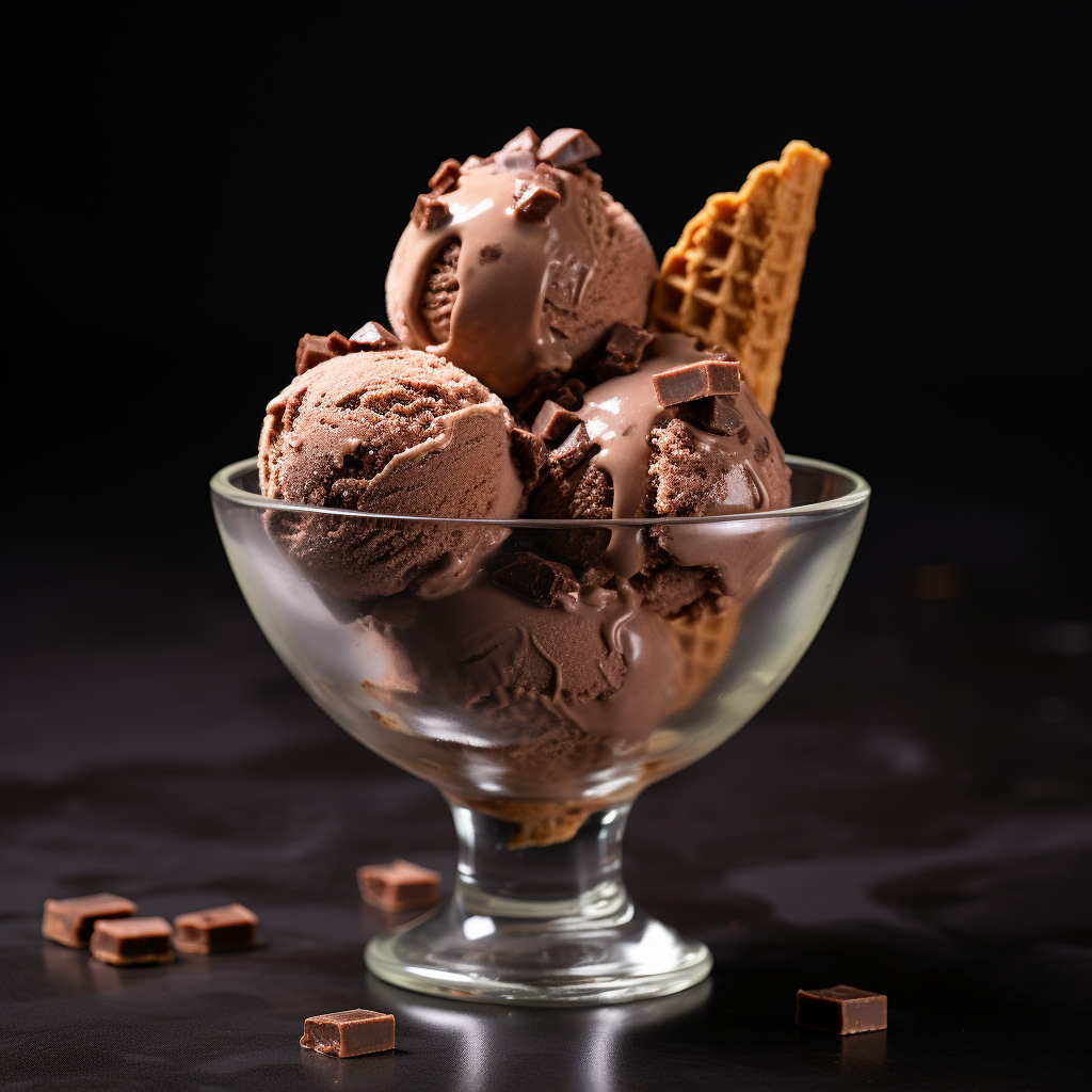 Chocolate ice cream cup with cookies