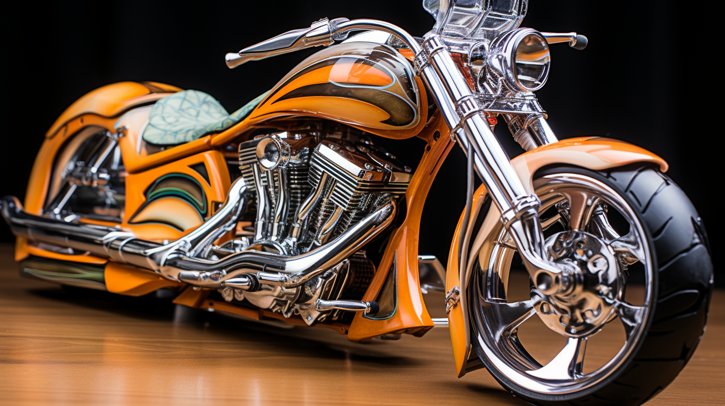 A sleek chopper motorcycle with hot wheels style