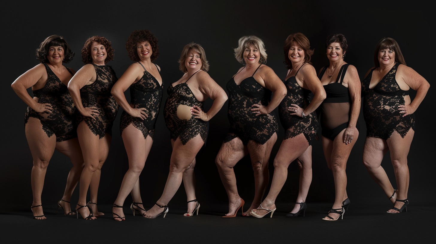 Middle-aged women in chorus line