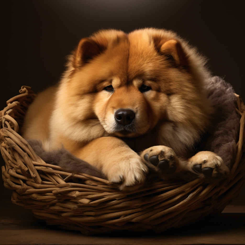 Cute Chow Chow Puppy in Cradle