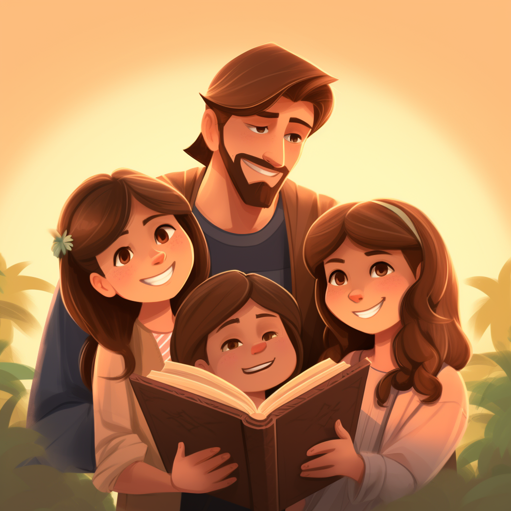 Christian family holding a Bible