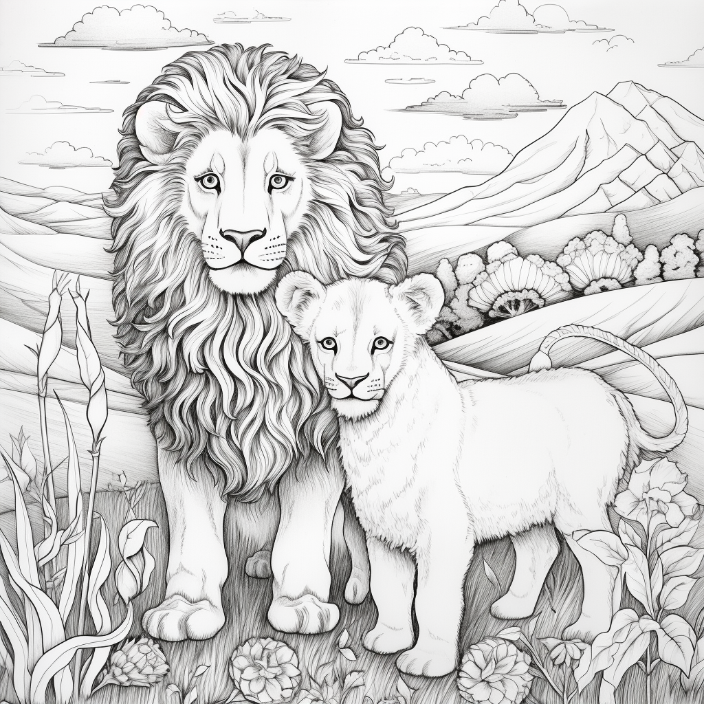 Christian lion and lamb coloring page