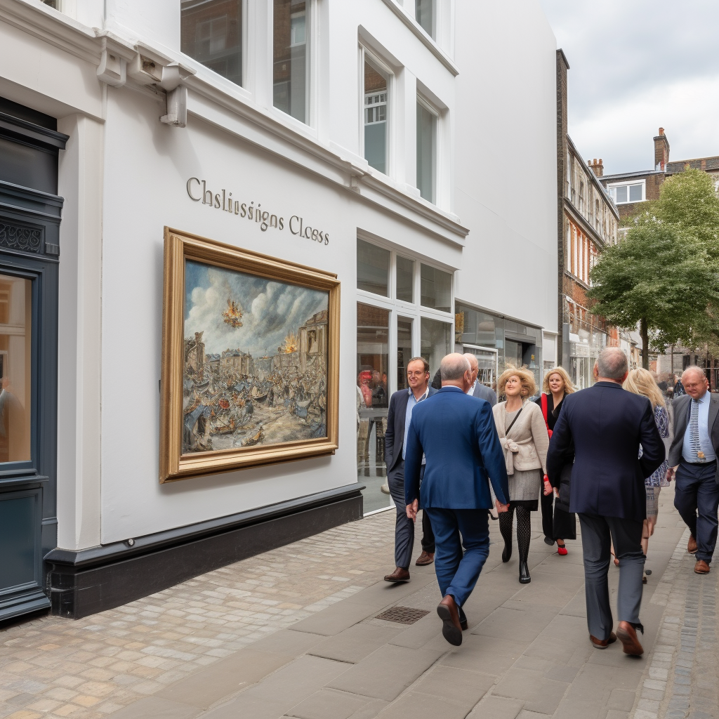 People walking outside Christie's Auction House