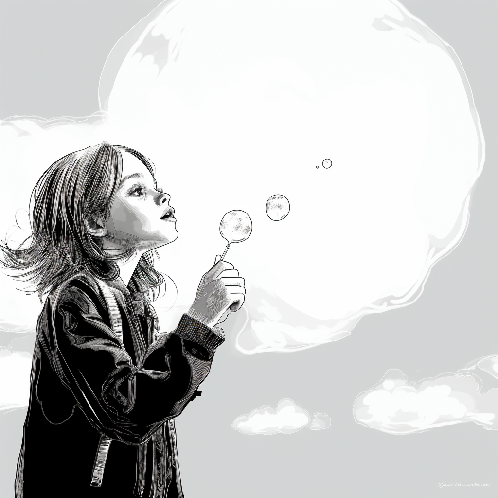 Christina Ricci Blowing Bubbles Line Art