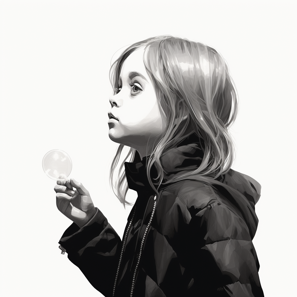 Christina Ricci blowing bubbles line art