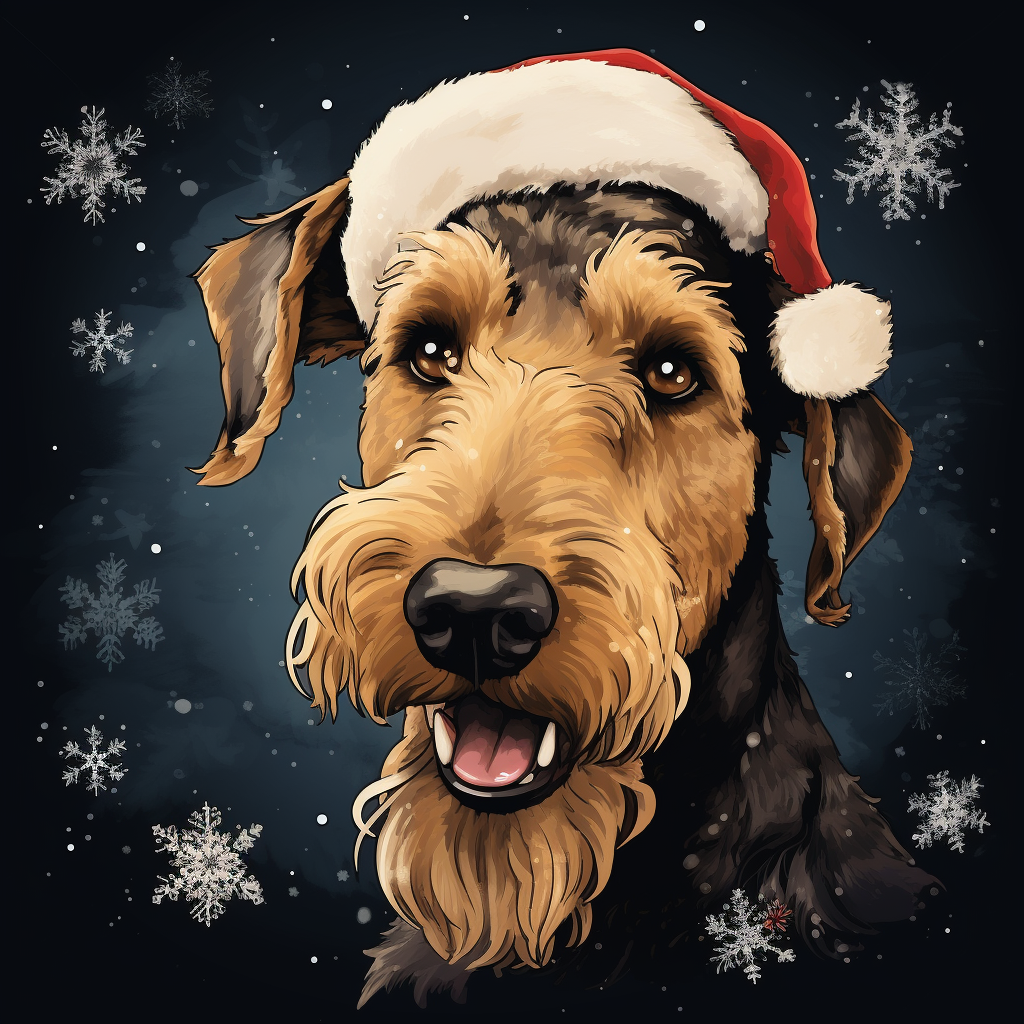 Airedale Terrier in Christmas Graphic Novel Art