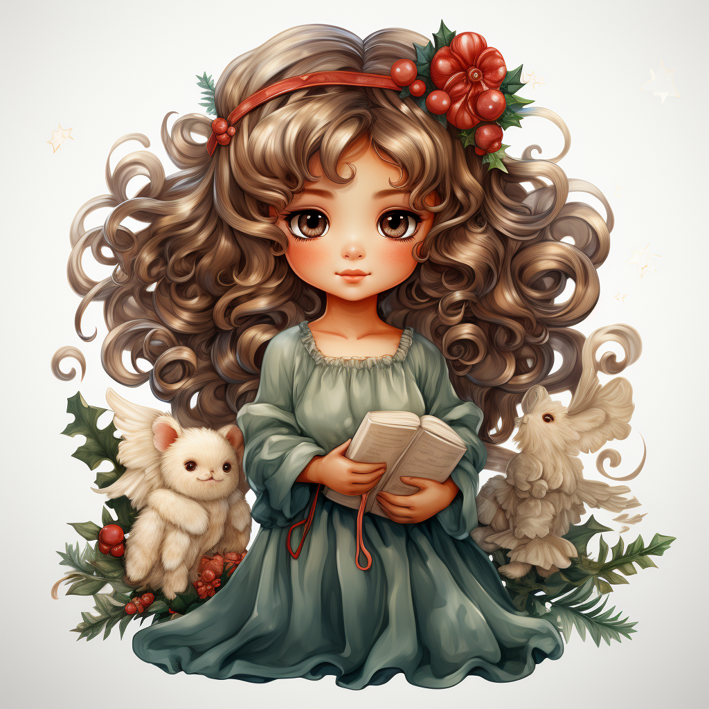 Christmas angel nursery art illustration