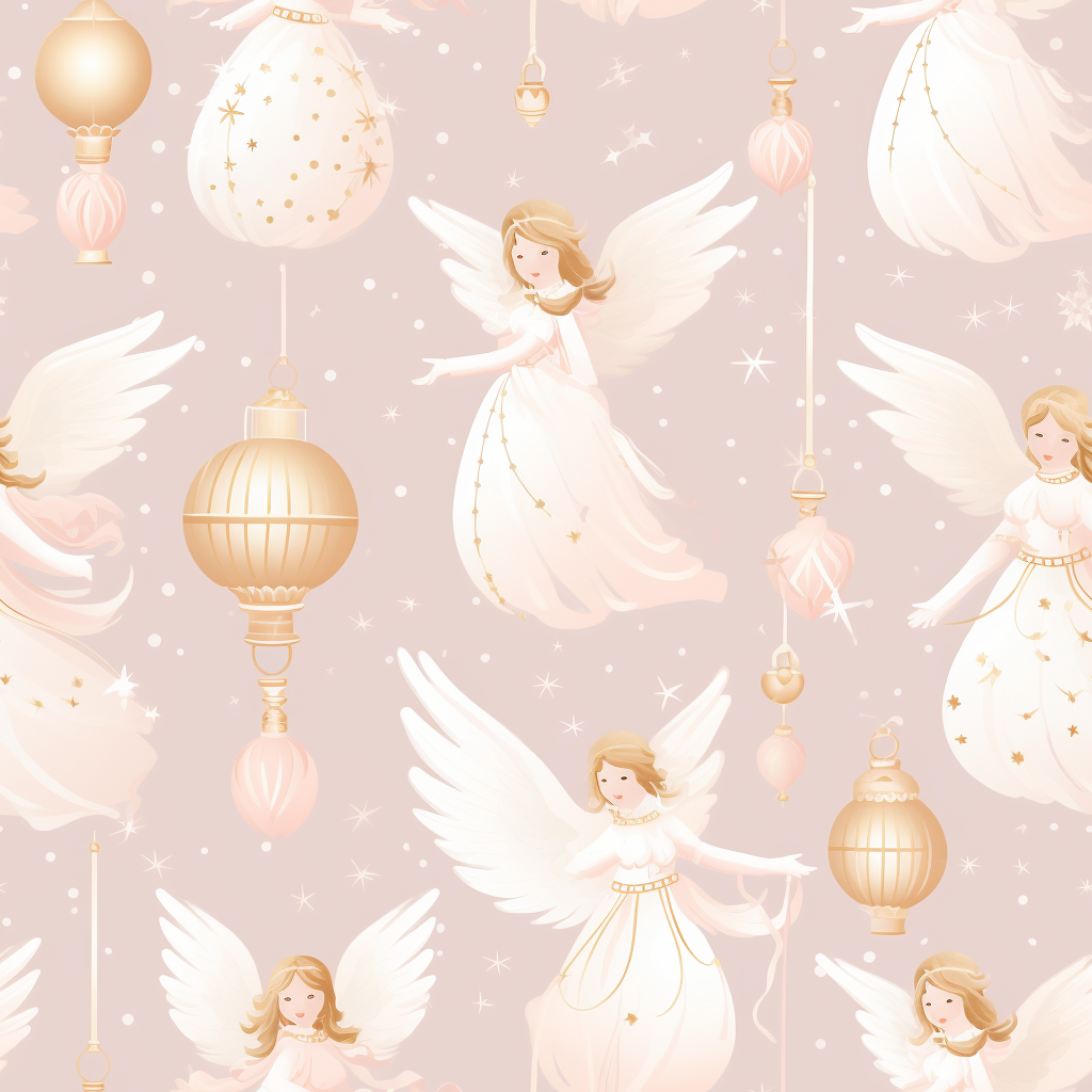 Christmas angels and golden bells pattern