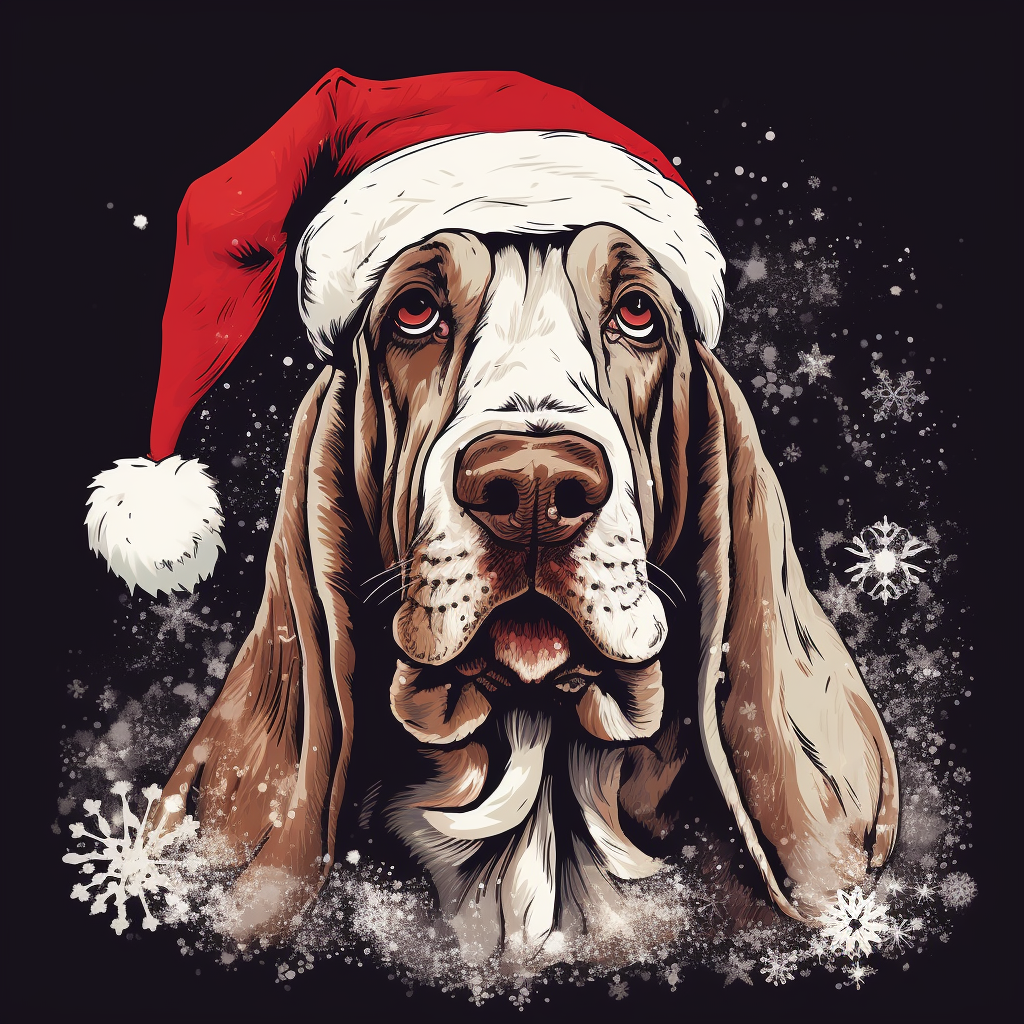 Christmas Basset Hound in graphic novel style