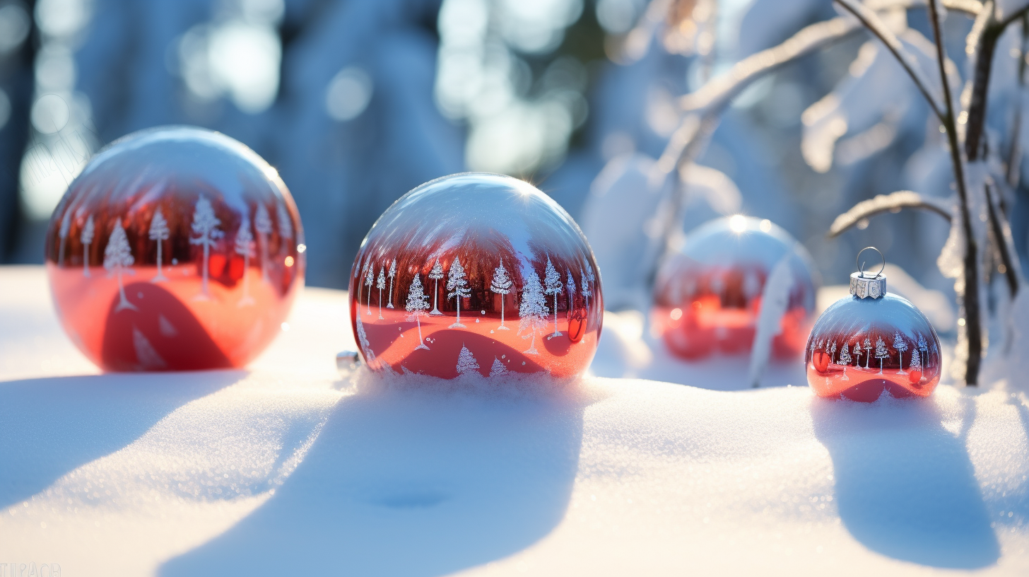 Beautiful Christmas Baubles in the Snow