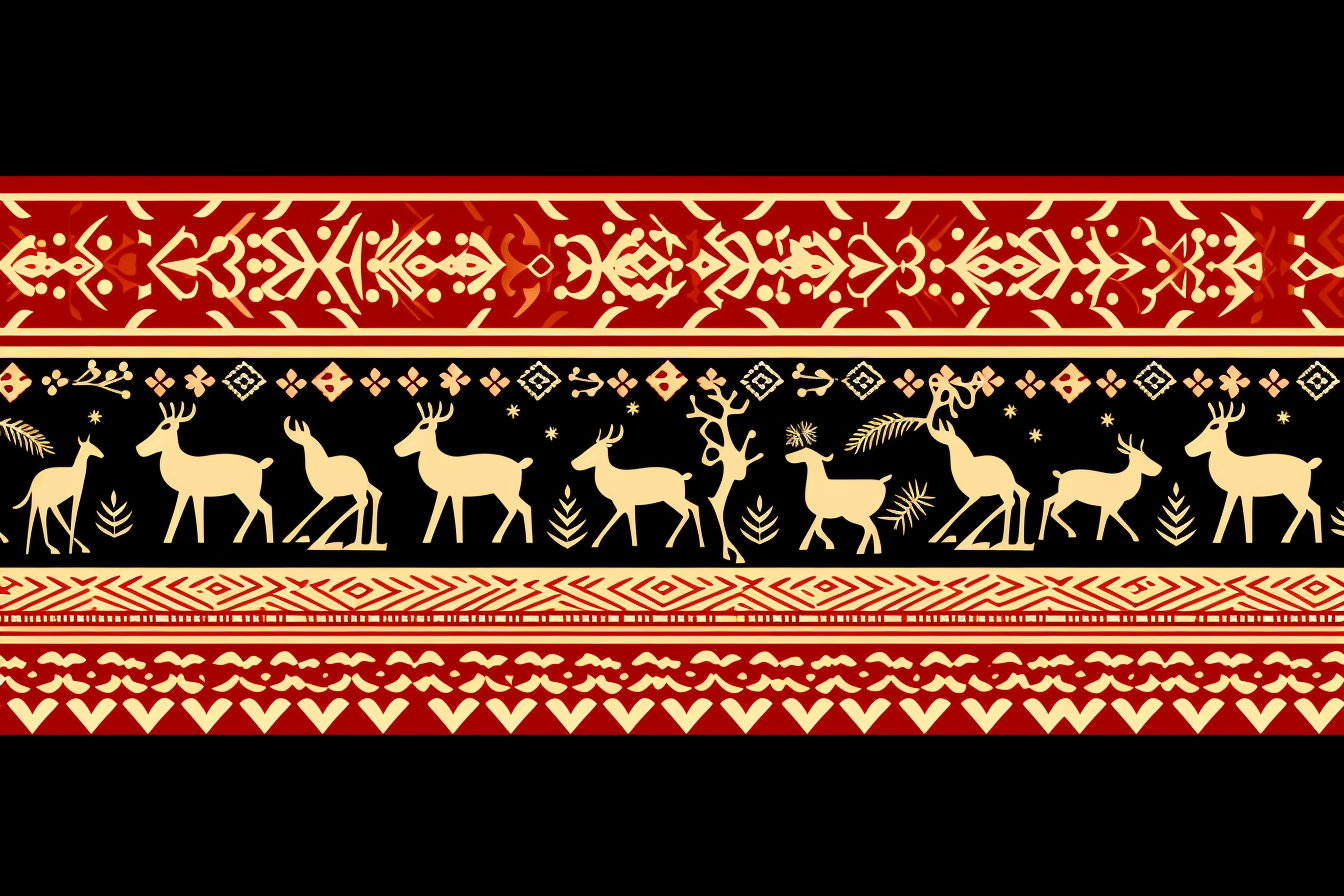 Festive beer and reindeer border pattern