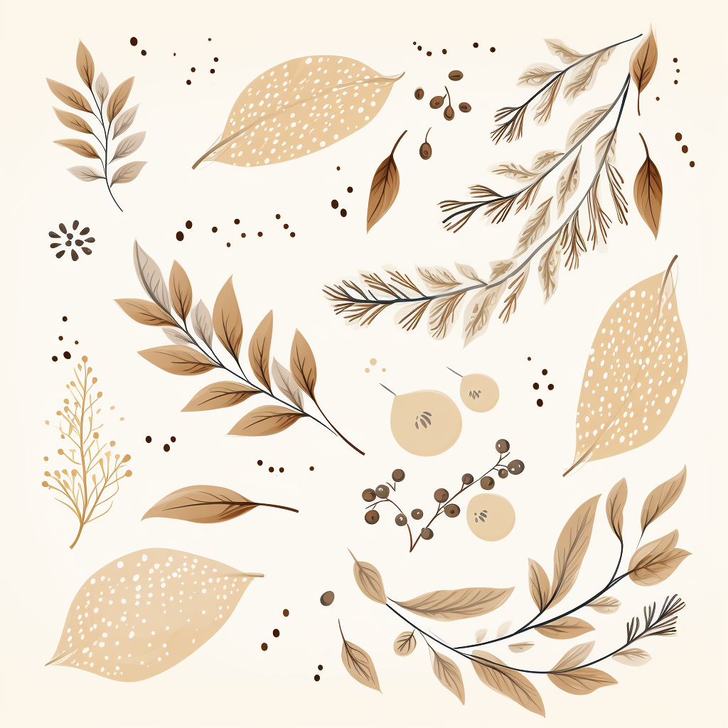 Christmas Beige Decor Leaves Clipart