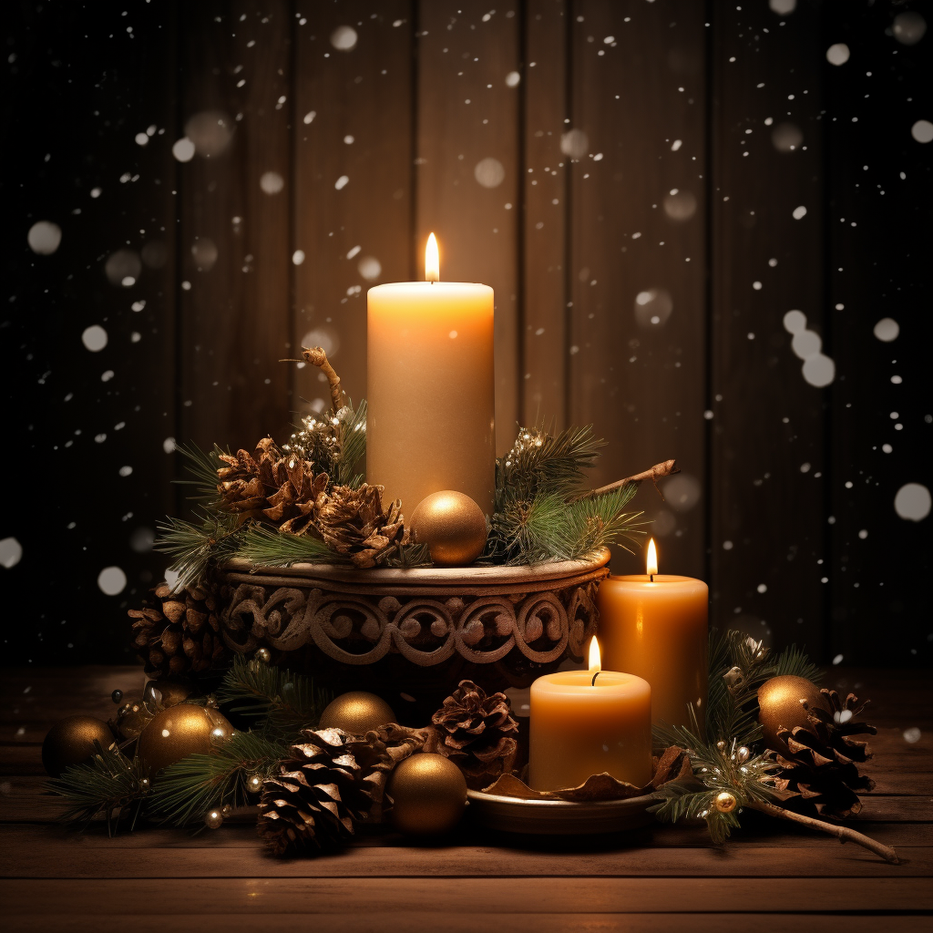 Festive Christmas Candle Mockup Backdrop