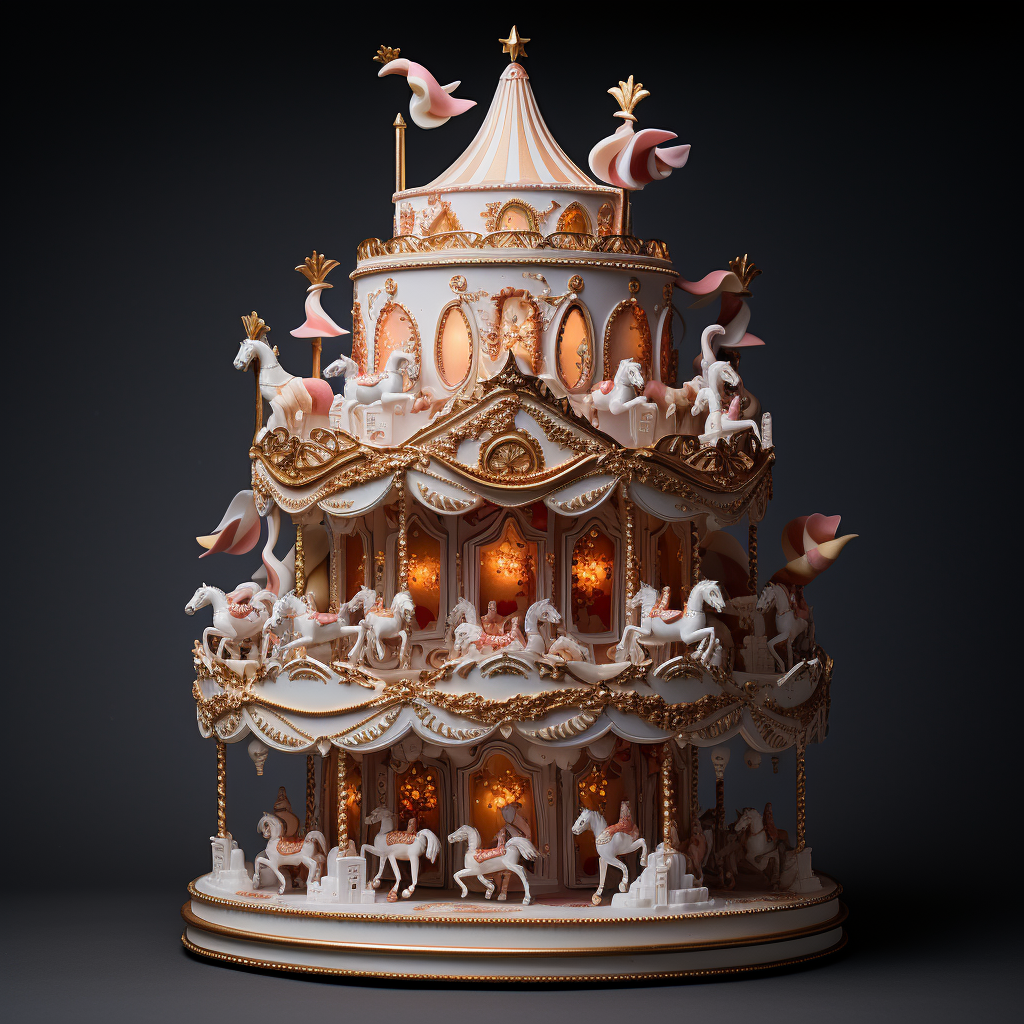 A whimsical Christmas carousel cake