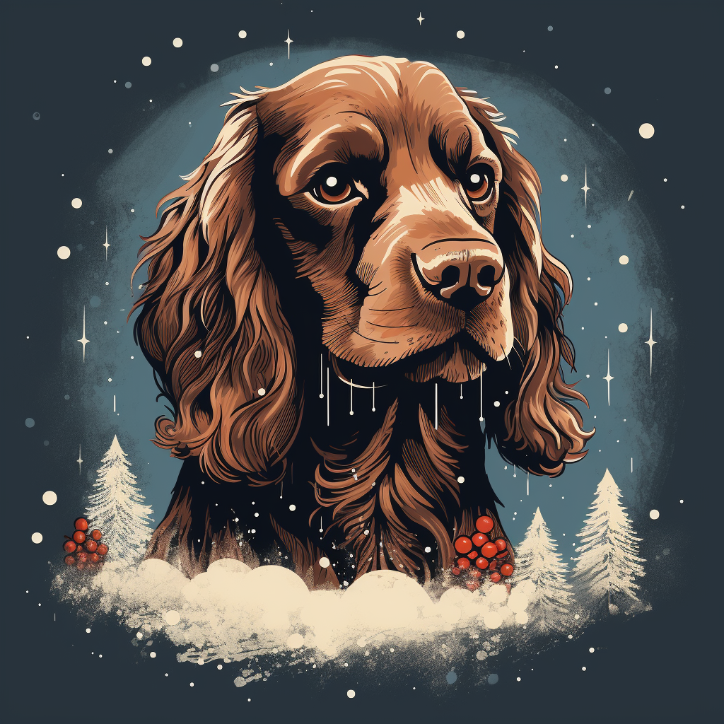 Festive Cocker Spaniel in Graphic Novel Art Style