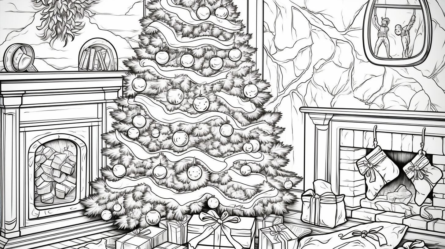 Holiday-themed Christmas coloring page