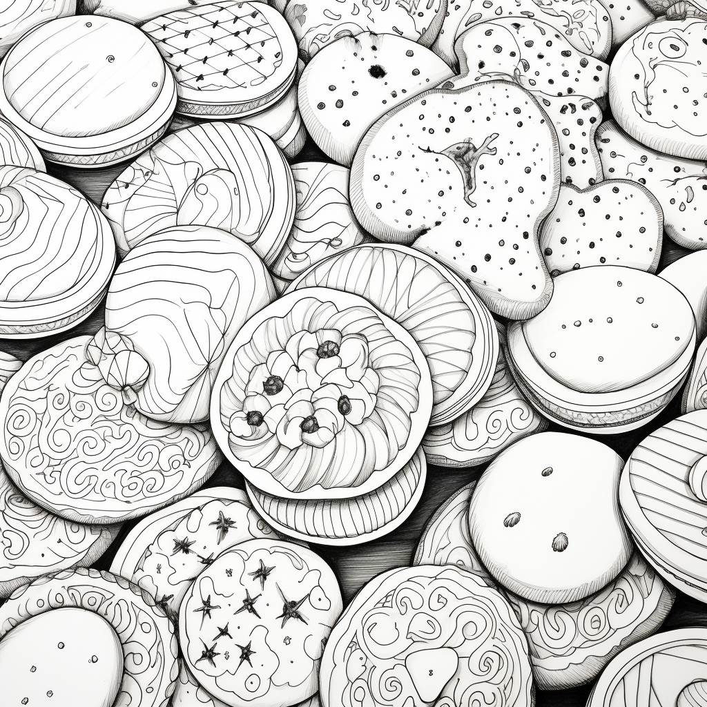 Realistic-looking Christmas cookies coloring page