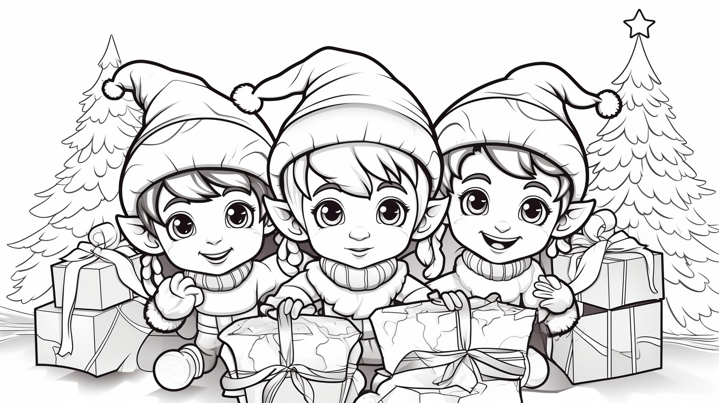 Christmas elves in cartoon style