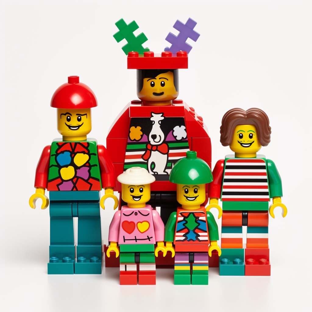 Colorful LEGO Christmas Family Scene