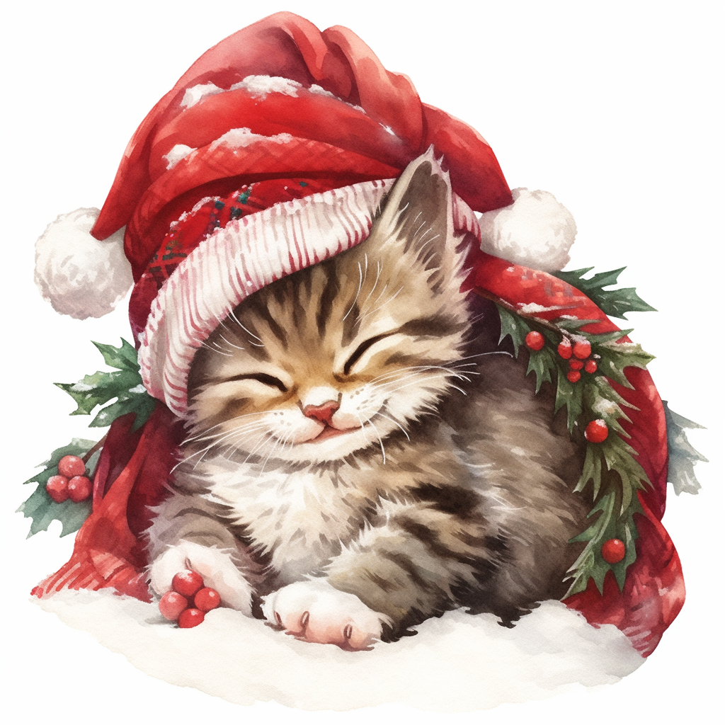 Cute Christmas Farm Cat Image