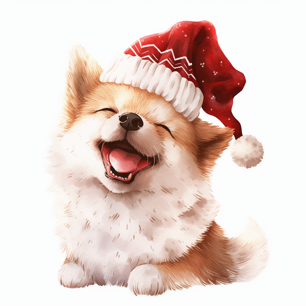 Cute Christmas farm dog laughing